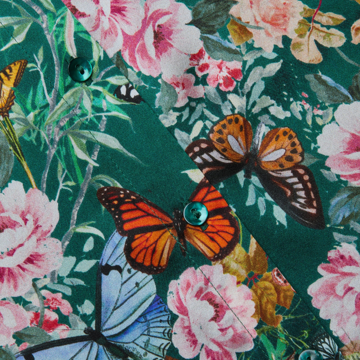 Tyler Silk Blouse in Green Butterfly