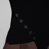 L/S Asymmetrical Button Rib in Black