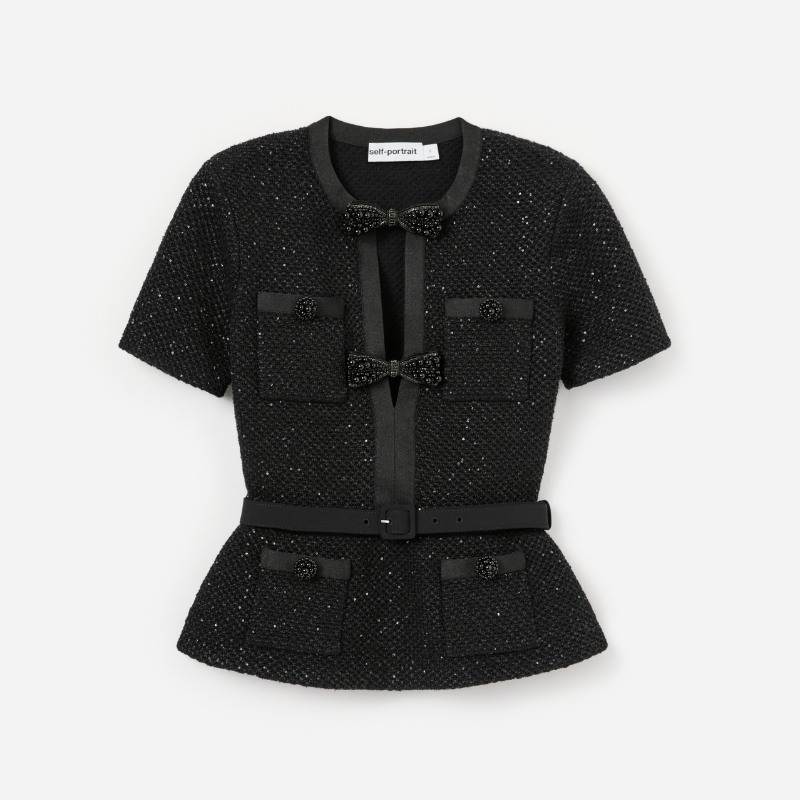 Black Sequin Knit Top