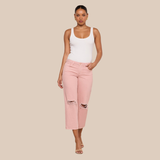 Blaine Cropped Jeans in Blush Pink