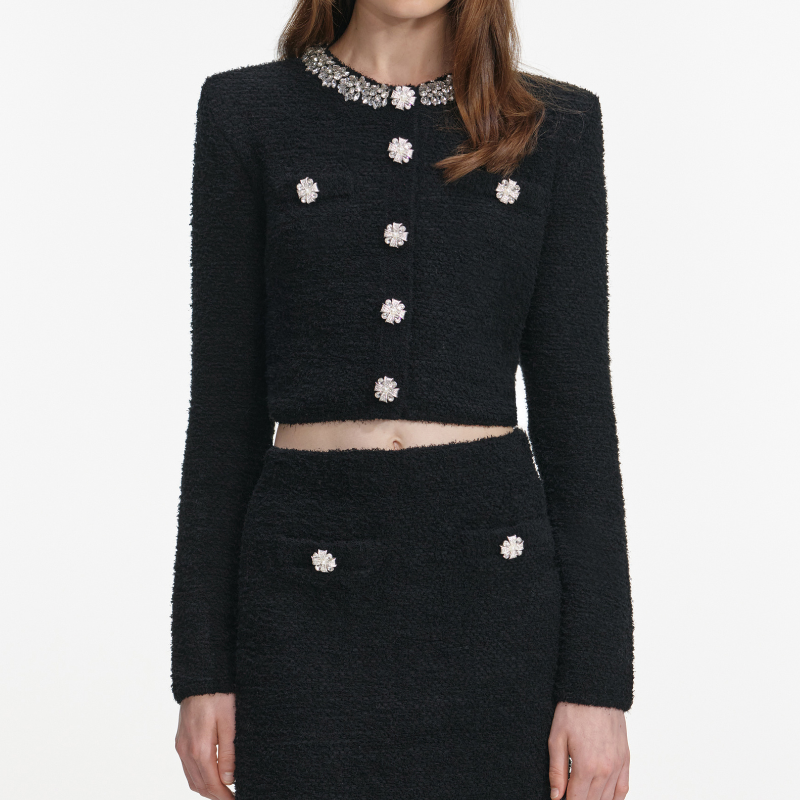Black Crystal Trim Cardigan