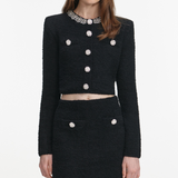 Black Crystal Trim Cardigan