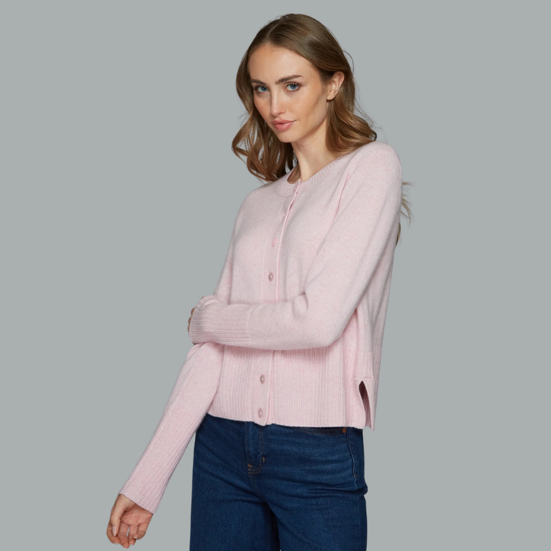 Brushed Baby Cardigan in Puff Pink