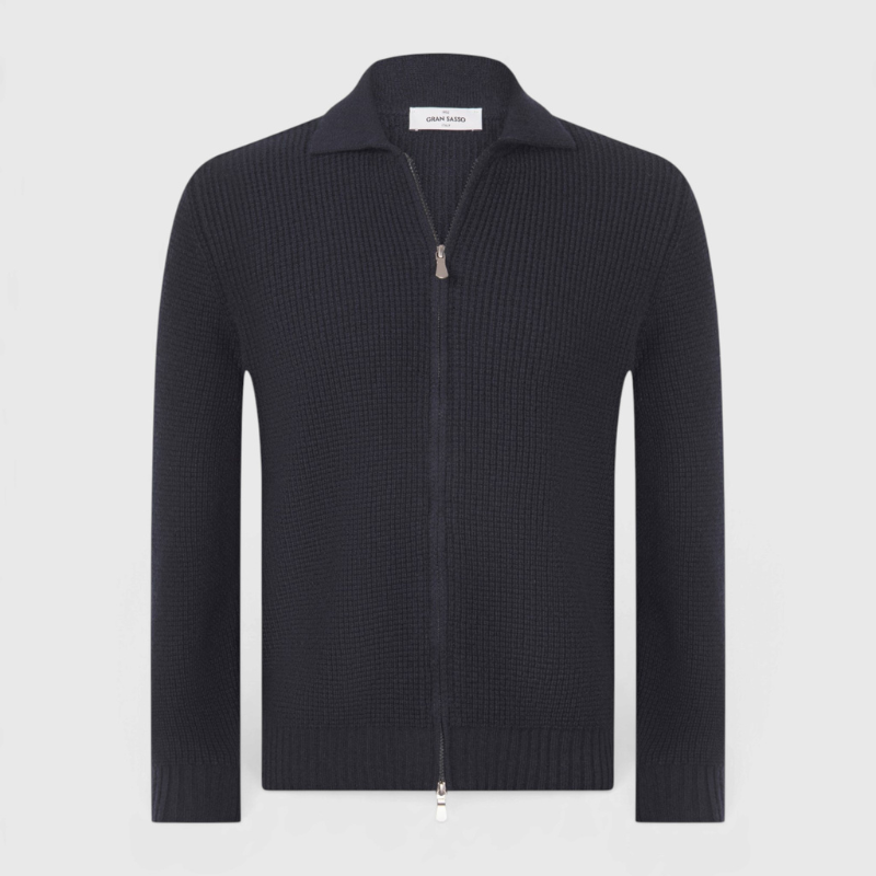 Pearl Stitch Knit Zip Sweater