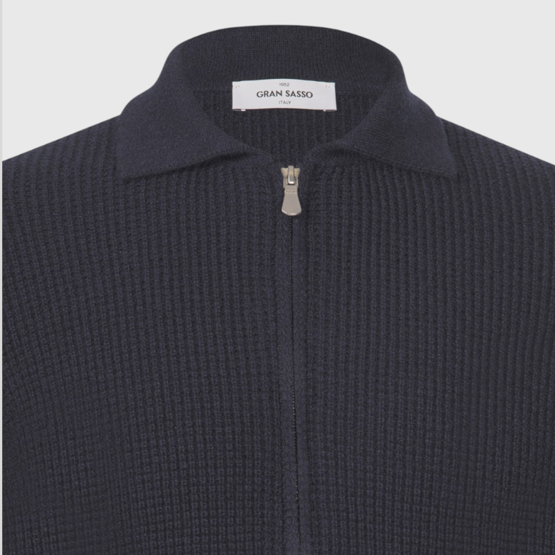 Pearl Stitch Knit Zip Sweater