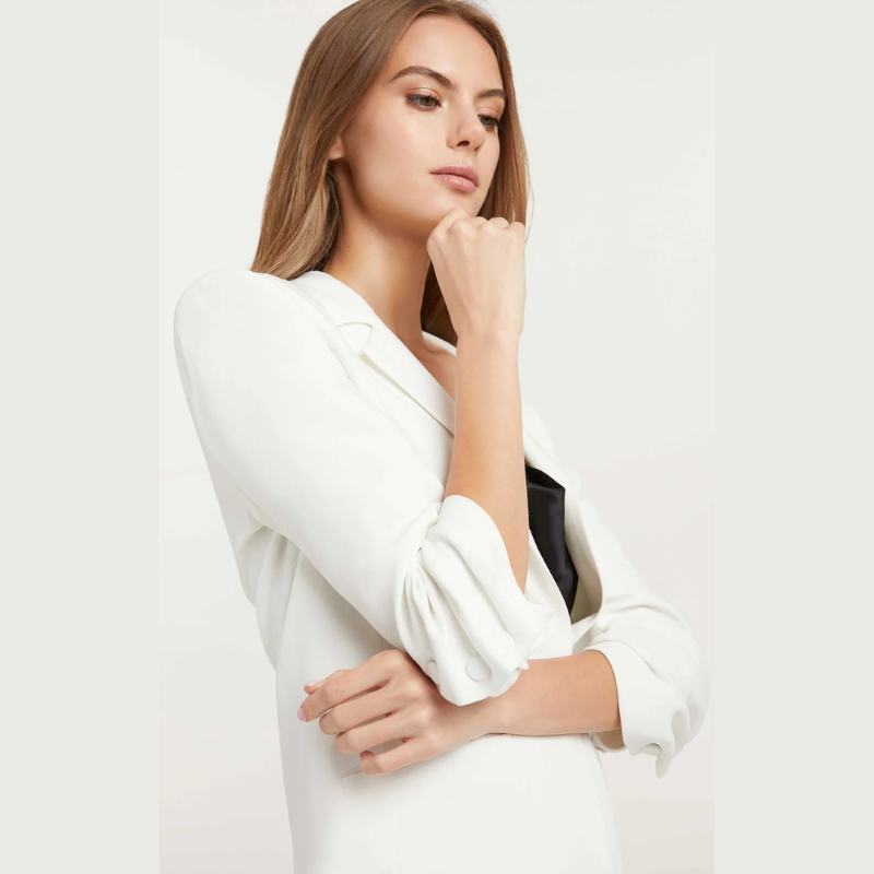 Khloe Crepe Blazer in White