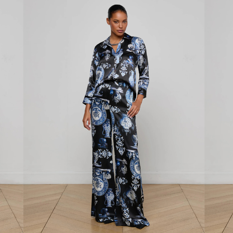 Dani Silk Blouse in Porcelain Print