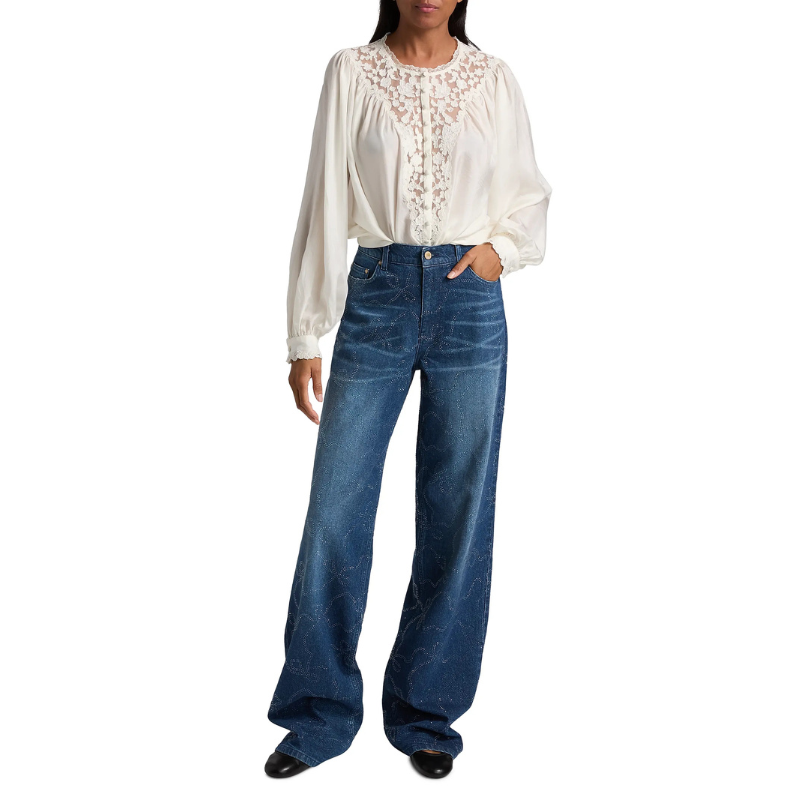 Lace & Silk Blouse in Ivory