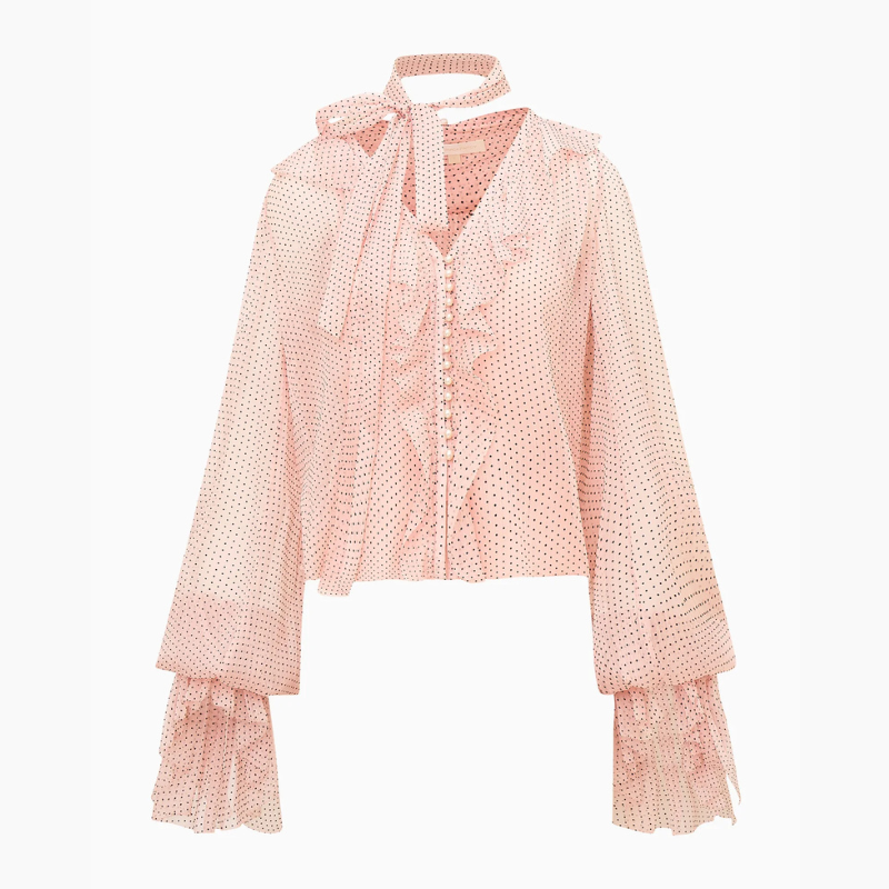 Linette Polka Dot Ruffle Blouse