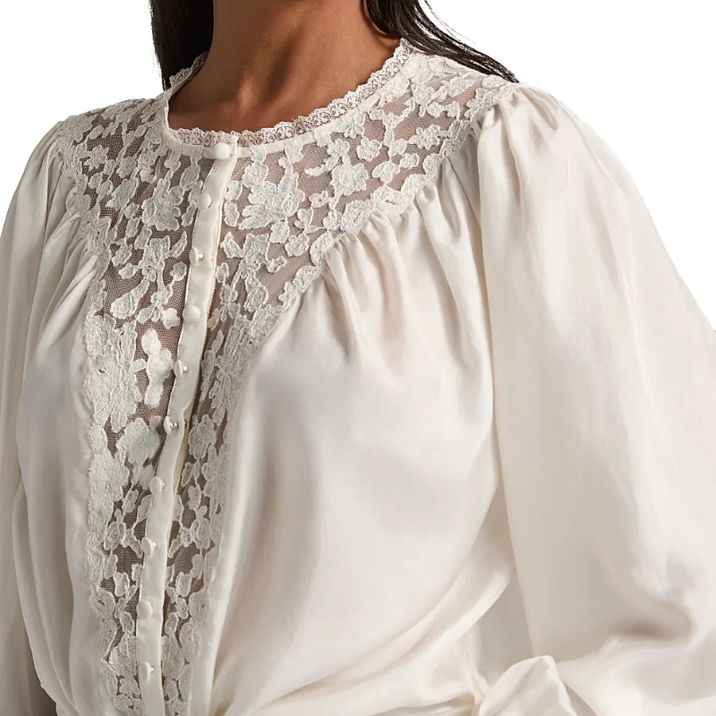 Lace & Silk Blouse in Ivory