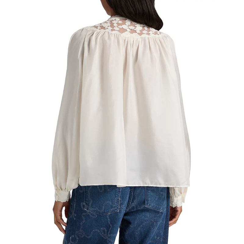 Lace & Silk Blouse in Ivory