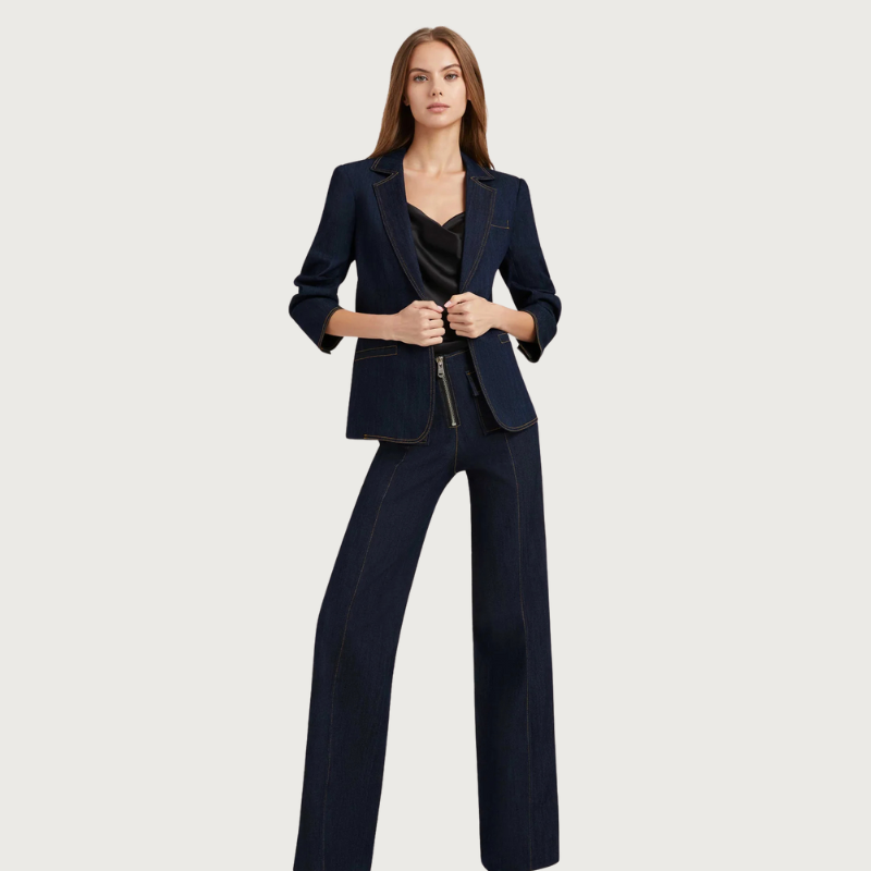 Khloe Denim Blazer in Dark Denim