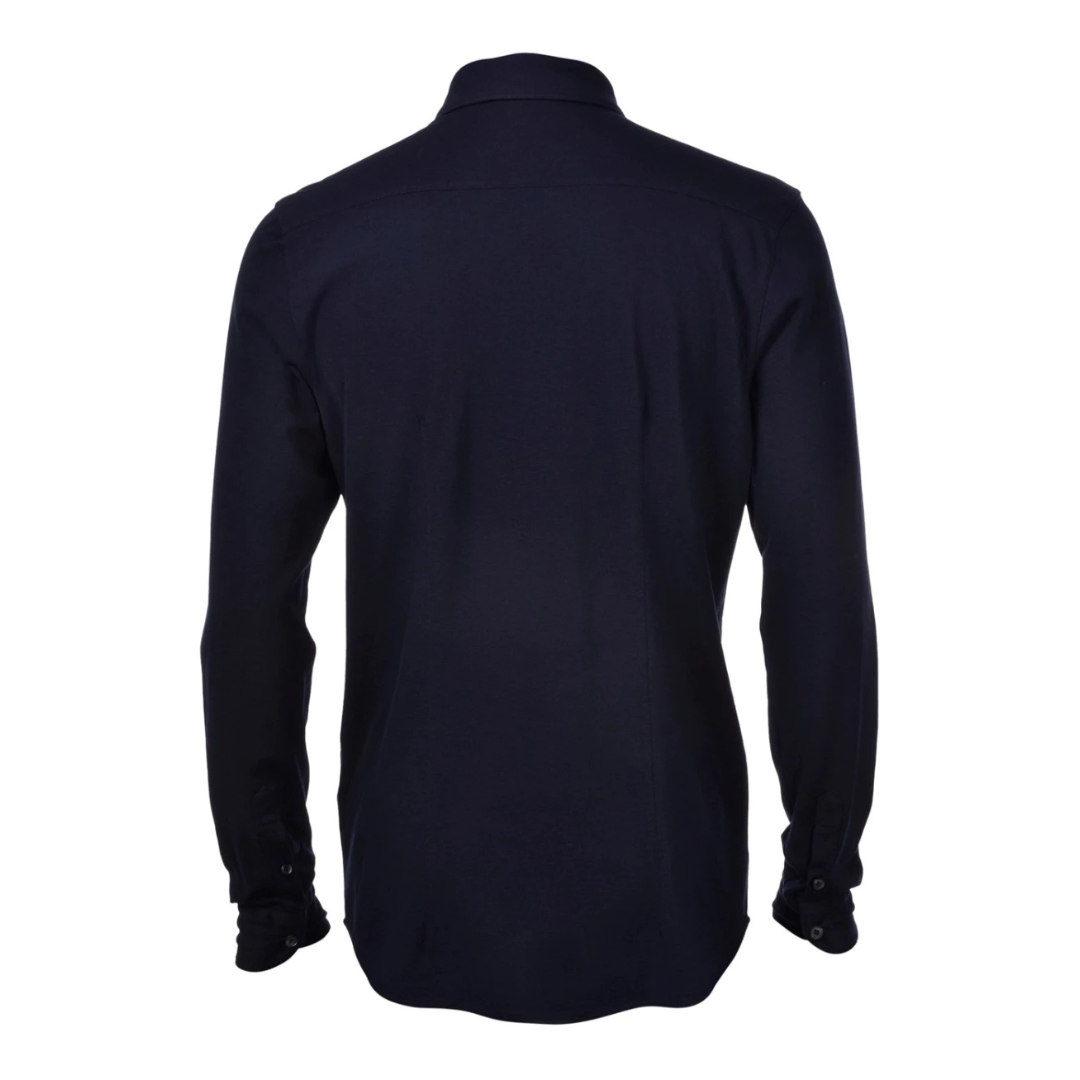 Light Piquet Cotton Shirt - Navy