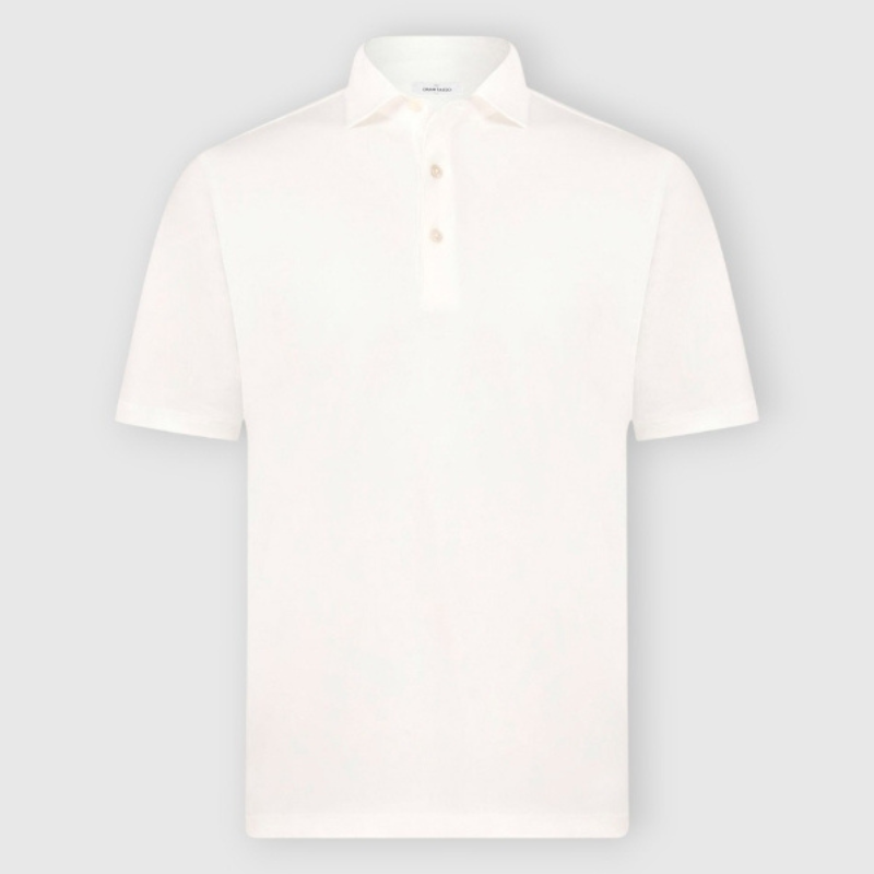Pima Cotton Interlock Jersey Polo - White