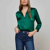 Dani Silk Blouse in Bottle Green