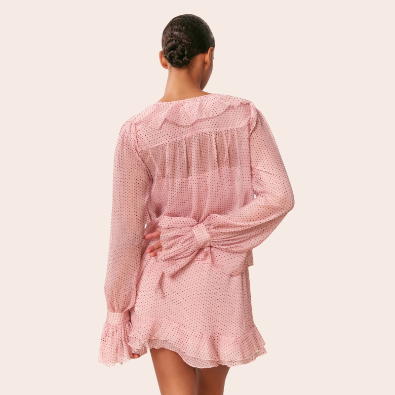 Linette Polka Dot Ruffle Blouse