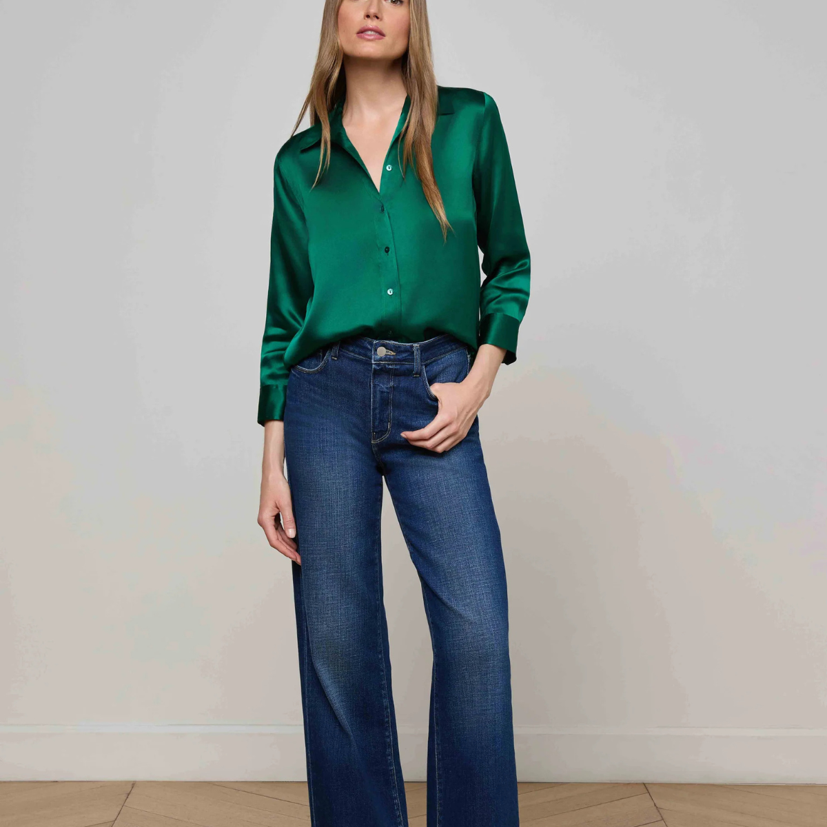 Dani Silk Blouse in Bottle Green