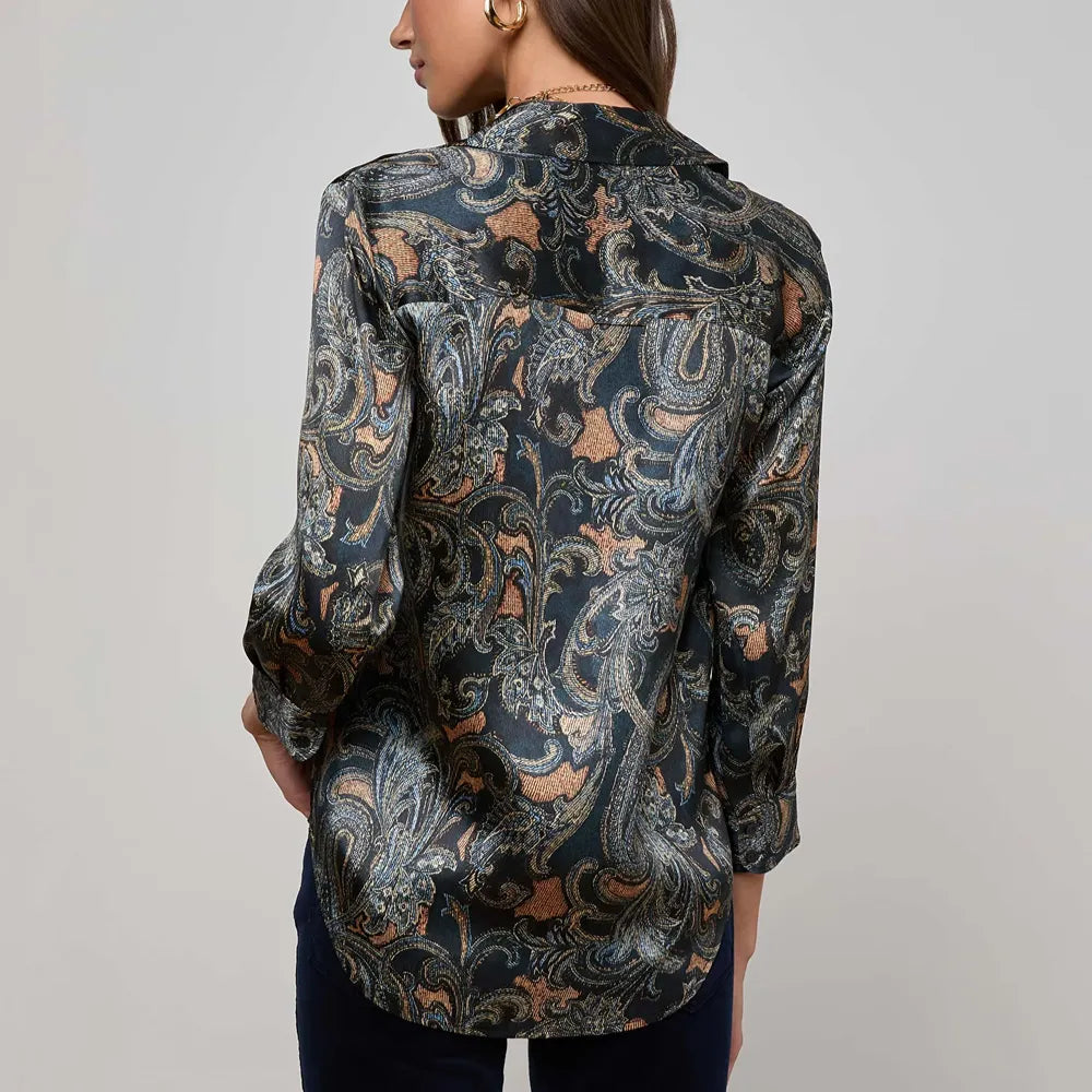 Dani Silk Blouse in Midnight Paisley