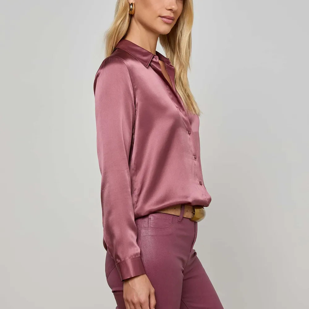 Tyler Silk Blouse in Dark Port