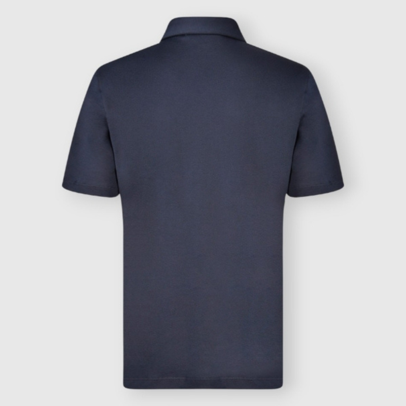 Pima Cotton Interlock Jersey Polo - Navy