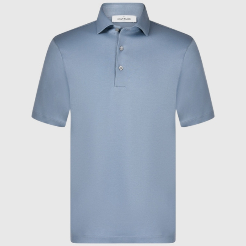 Pima Cotton Interlock Jersey Polo - Blue