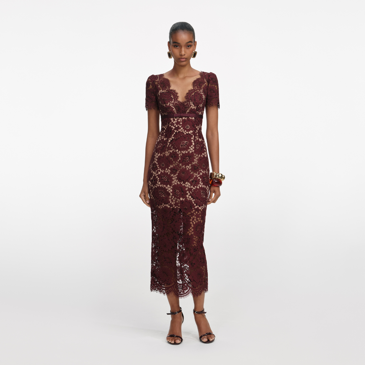 Burgundy Floral Lace Midi Dress Square One London Burgundy Floral Lace Midi Dress Square One London