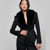 Faux Fur Lapel Blazer