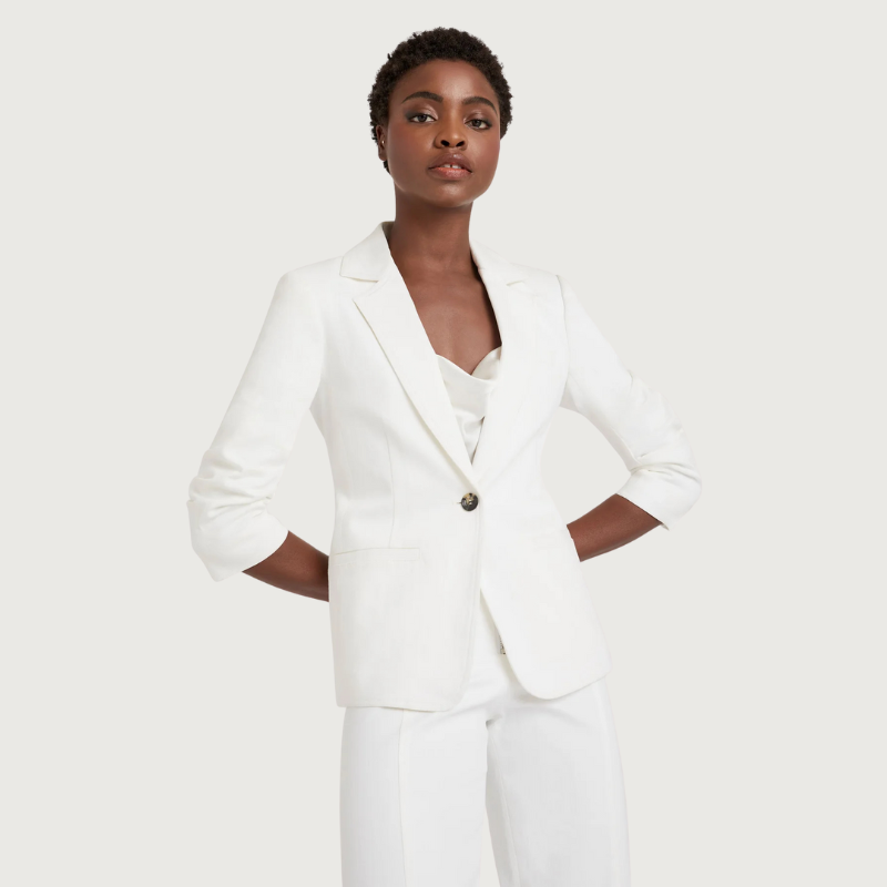 Khloe Denim Blazer in White