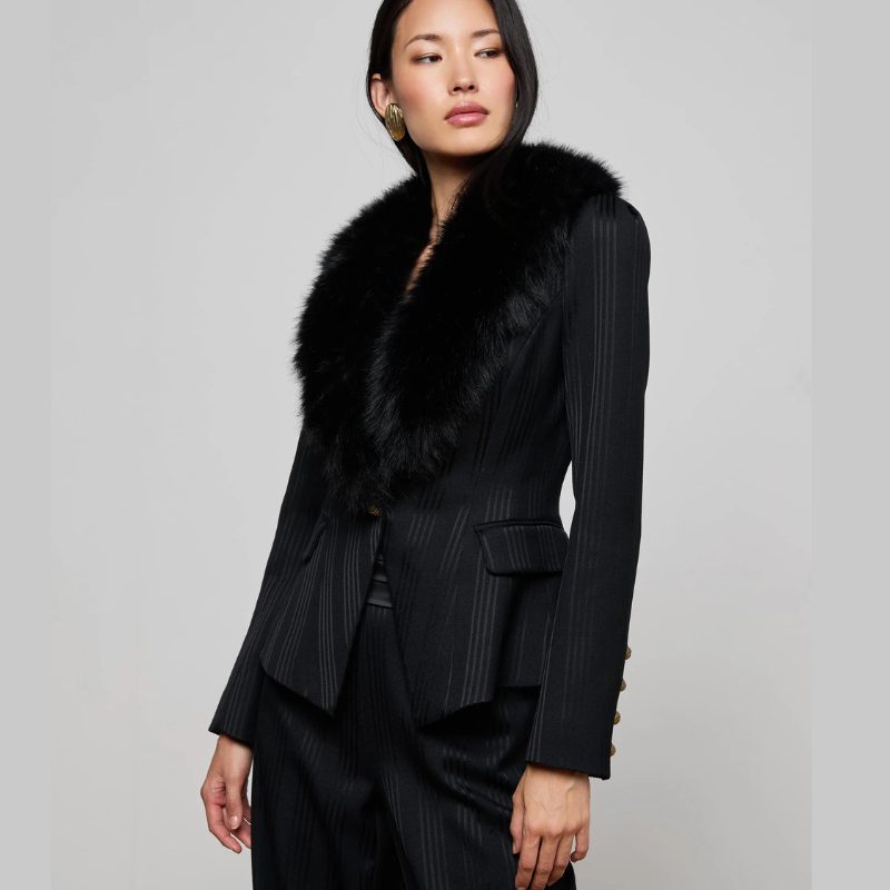 Faux Fur Lapel Blazer