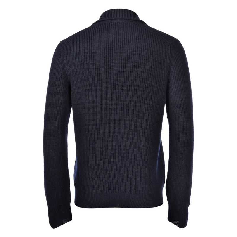 Rib Knit Polo in Navy