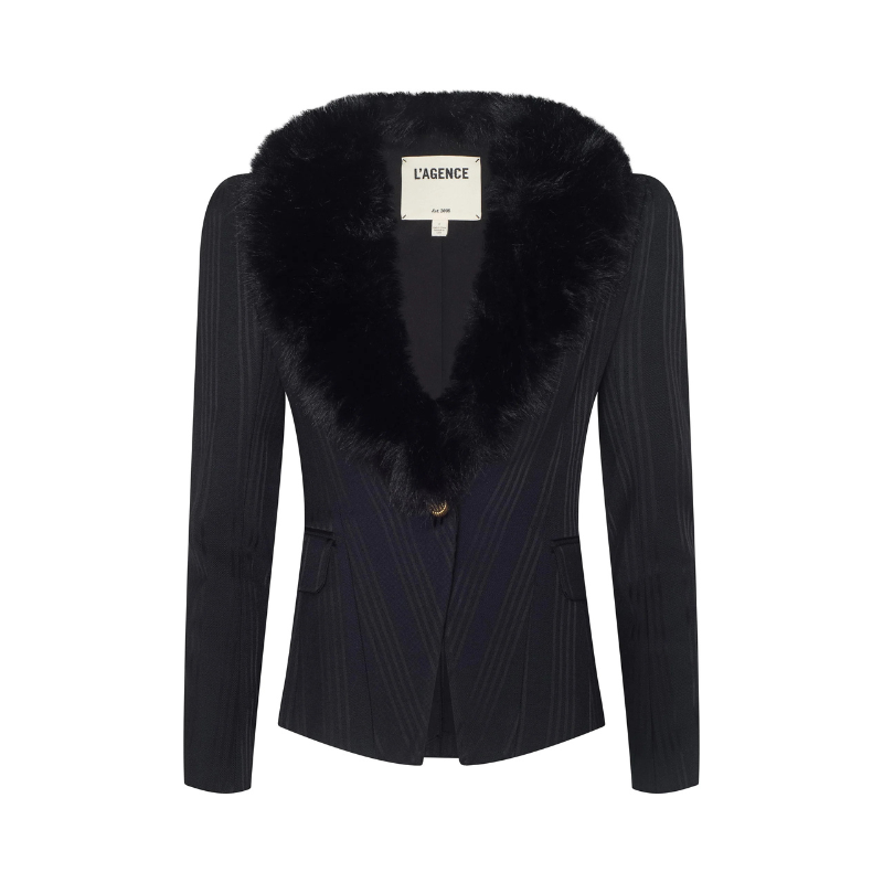 Faux Fur Lapel Blazer