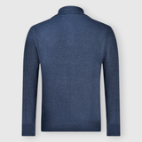 Linen/Cotton Knit Skipper Polo in Light Navy