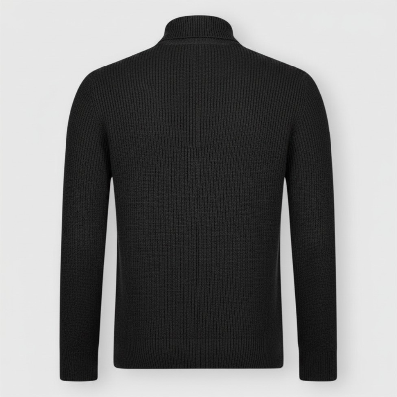 Linen/Cotton Knit Skipper Polo in Black