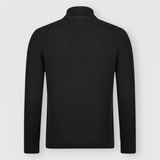Linen/Cotton Knit Skipper Polo in Black
