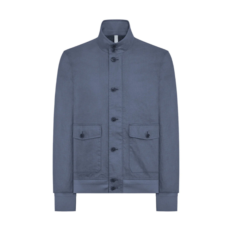 Soil Techno Linen Bomber Jacket in Blue