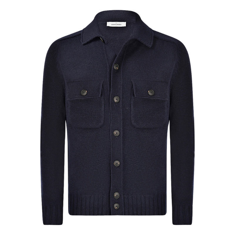 Wool and Cashmere Overshirt in Navy