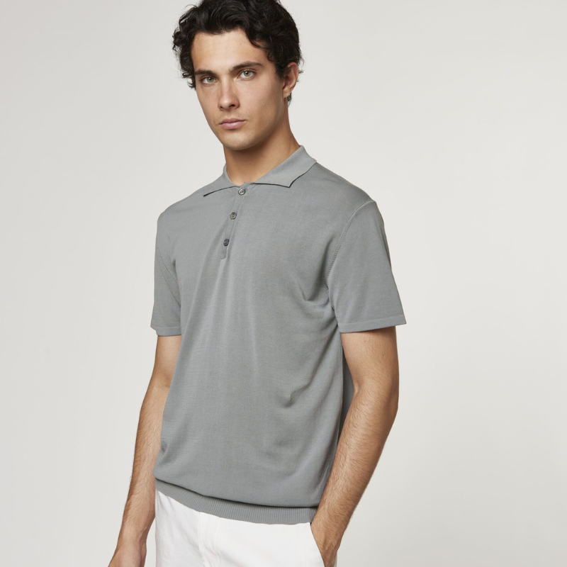 Dry Cotton Polo Shirt in Grey
