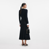 Navy Viscose Knit Midi Dress
