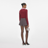 Burgundy Pink Contrast Collar Knit Top