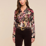 Tyler Silk Blouse in Burgundy Multi Lux Collage