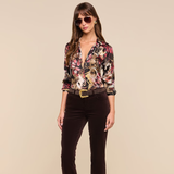 Tyler Silk Blouse in Burgundy Multi Lux Collage