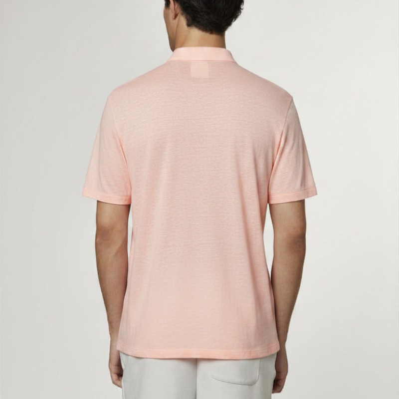 Short Sleeve Linen Polo in Light Pink