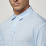 Short Sleeve Linen Polo in Sky Blue