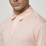 Short Sleeve Linen Polo in Light Pink