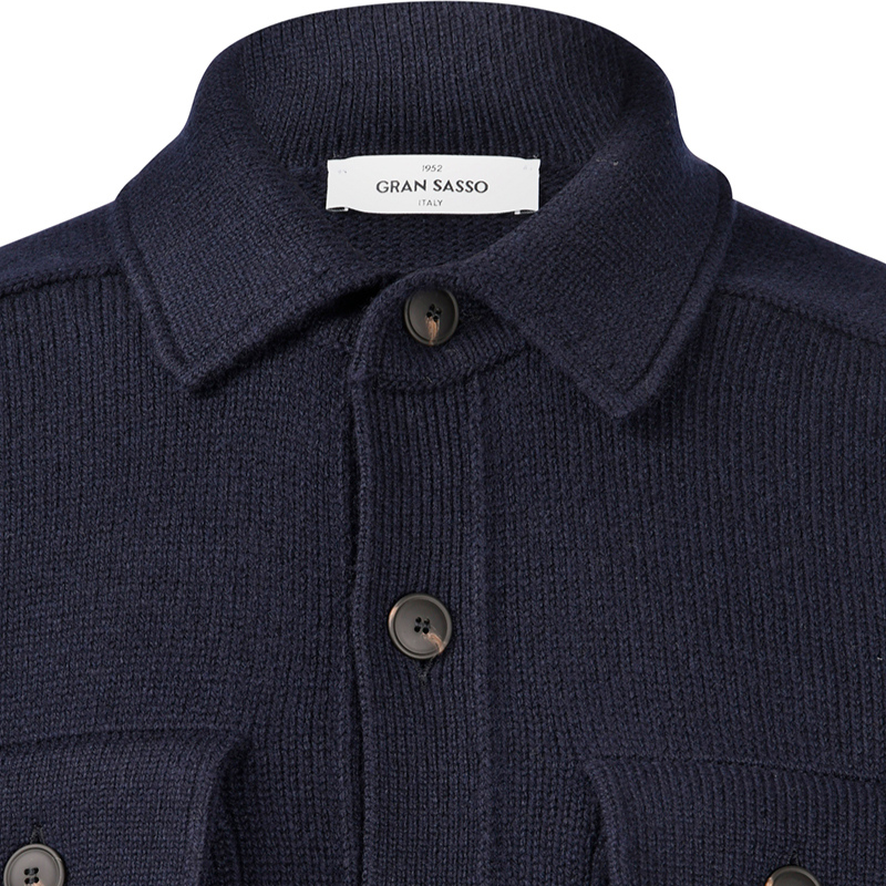 Wool and Cashmere Overshirt in Navy