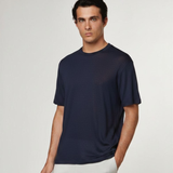 Short Sleeve Linen T-Shirt in Navy