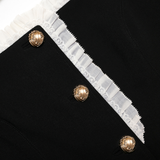 Black Crepe Contrast Frill Top