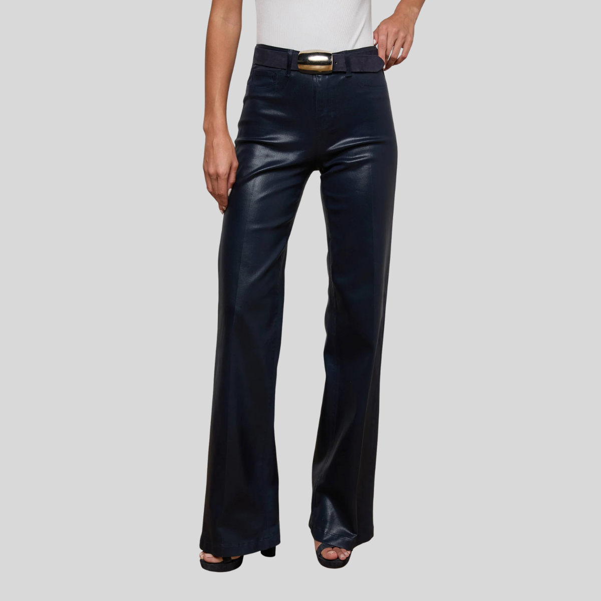 Clayton Coated Wide-Leg Jean in Midnight