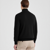 Cotton Crepe Button Cardigan in Black