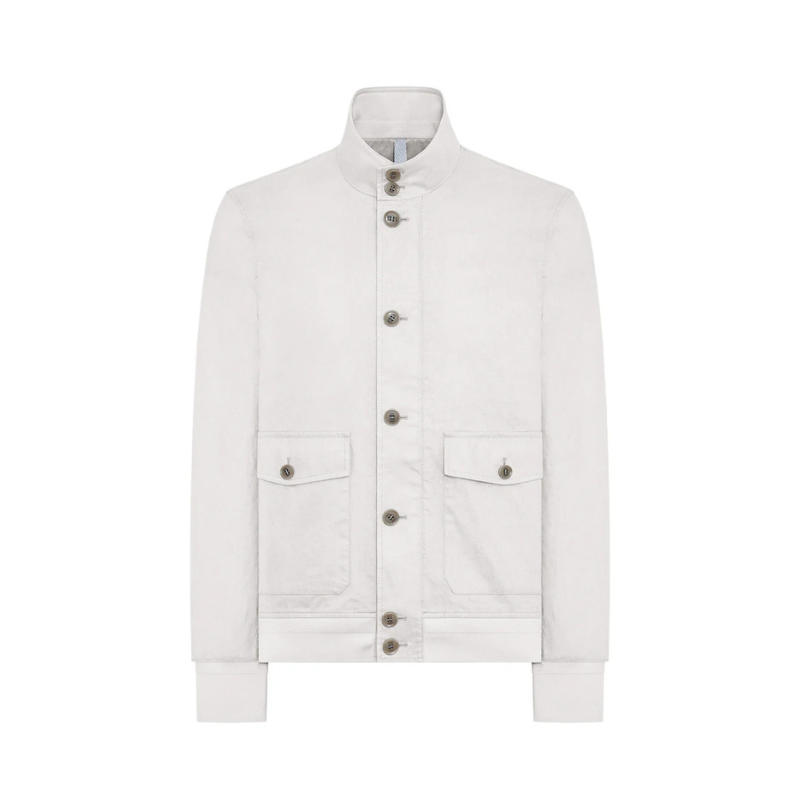 Soil Techno Linen Bomber Jacket in Oat
